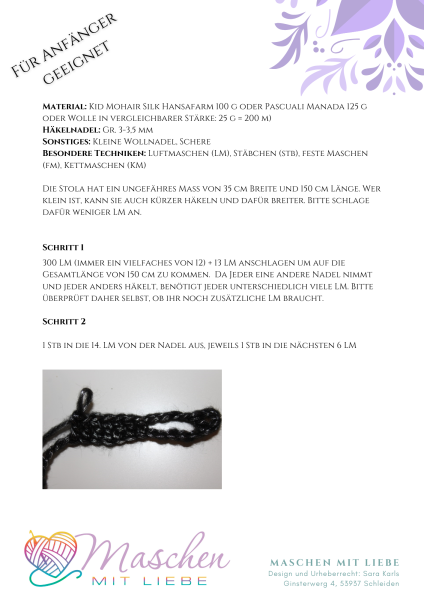 Häkelanleitung Stola "Diamantennacht"